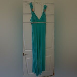 NWT Mary L Couture Turquoise Formal Dress with Rhinestone Trim